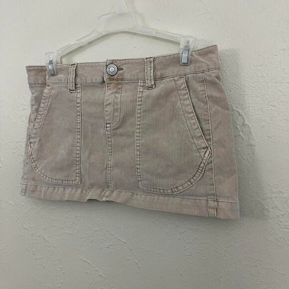 beige corduroy ribbed y2k micro mini skirt - Picture 2 of 8